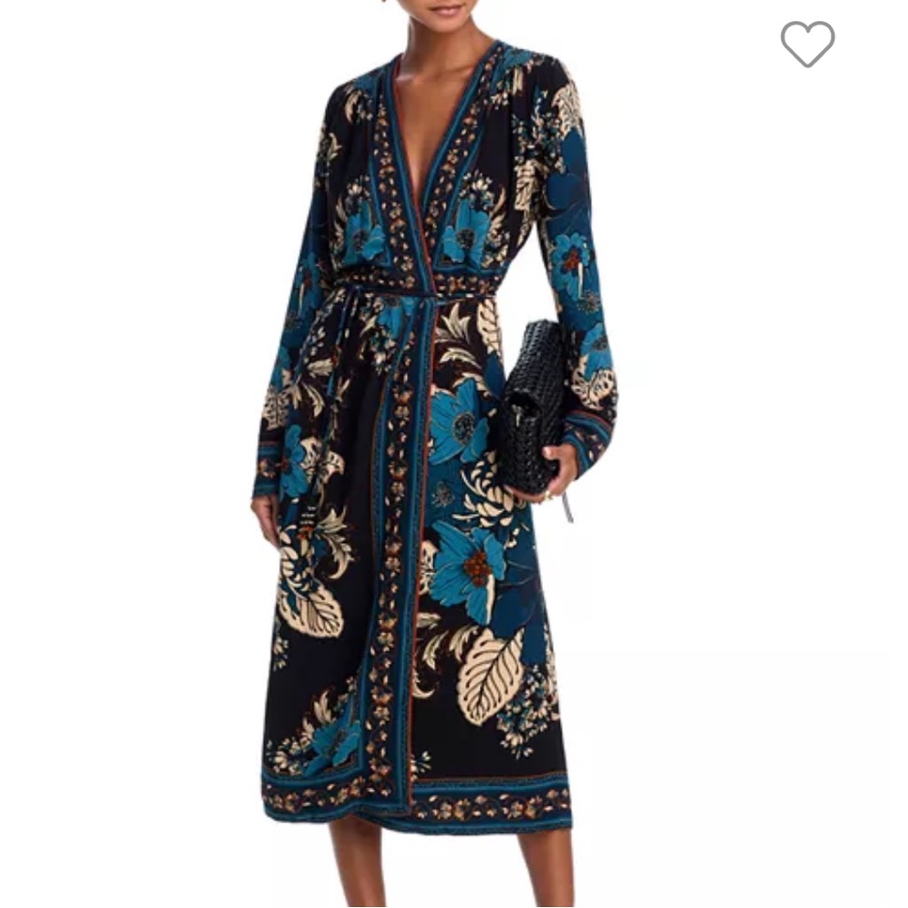 Farm Rio Blossom Tapestry Black Midi Dress Size S